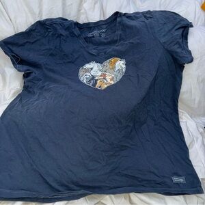 Life Is Good Navy T-Shirt with Horse Graphic